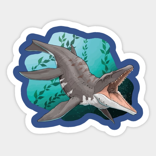 Deep Sea Majesty: Mosasauria Reigns Sticker by WorldDinosaurs